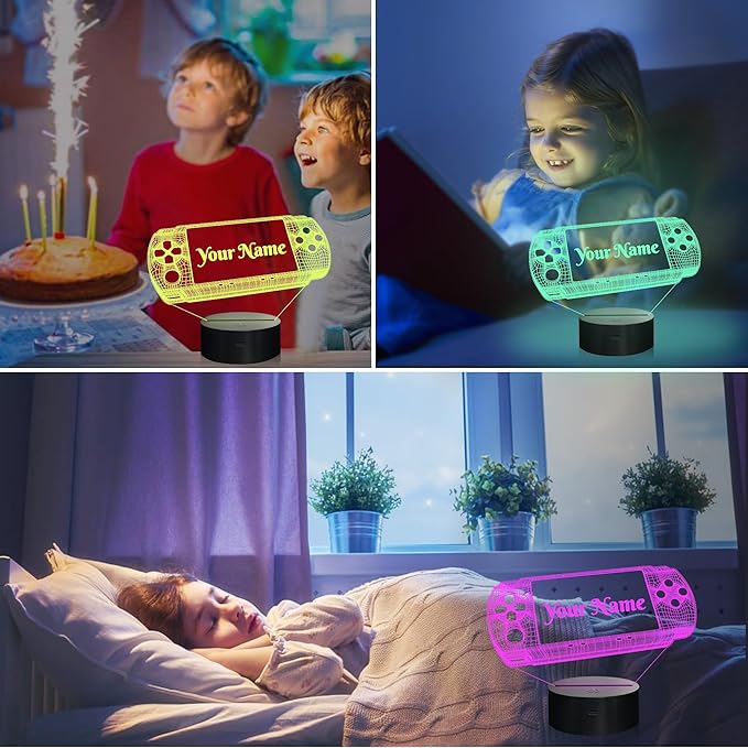Attivolife Personalized 3D Game Theme Night Light, Table Desk Lamp Engraved Name Letter, Multicolor Custom LED Best Home Decor Birthday Christmas Gifts Toys for Boys Girls Kids