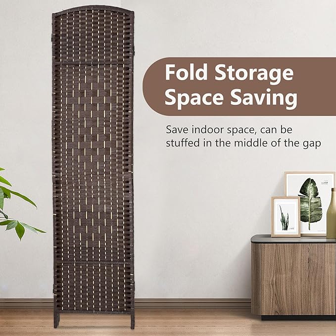 FDW Room Divider 6FT Wooden Screen Folding Privacy Screens Portable Wall Dividers for Home Office Bedroom, Dark Brown