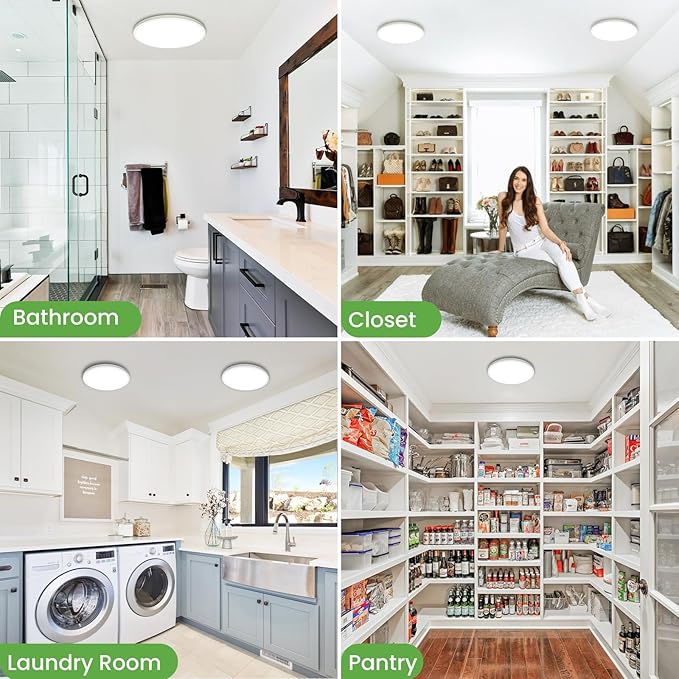 zemty LED Ceiling Light 9Inch - 24W 2400LM Small Led Lighting Fixture for Ceiling, 3000K-4500K-6000K Selectable, Super Thin & Low-Profile Flat Ceiling Lamp for Bedroom Kitchen Bathroom - 2Pack