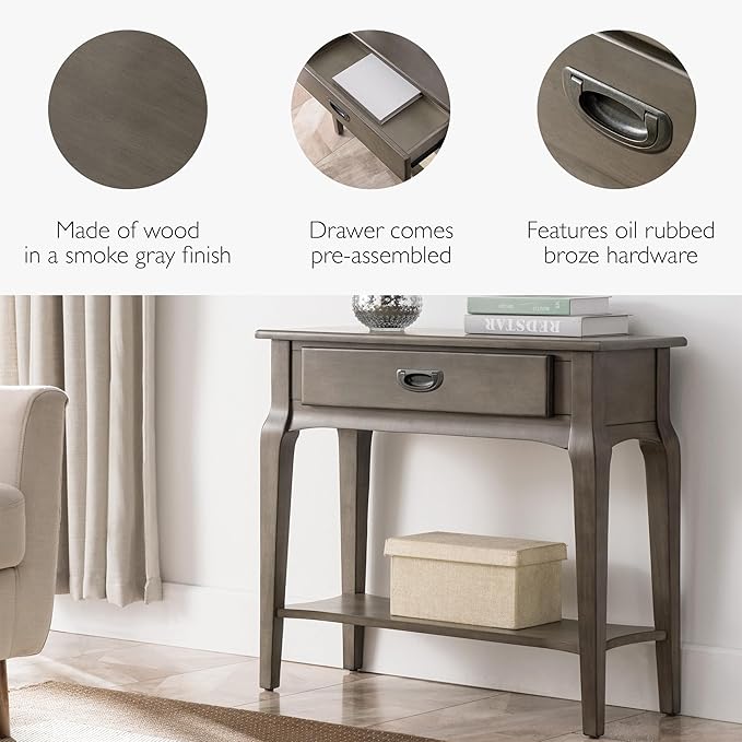 Leick Home Stratus Condo/Apartment Stand Hall Table, Smoke Gray