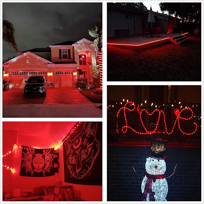 100Ft LED Rope Lights, LED Strip Lights Outdoor Waterproof Decorative Lighting for Indoor/Outdoor, Eaves, Backyards Garden, Halloween and Christmas Decorations(Red)