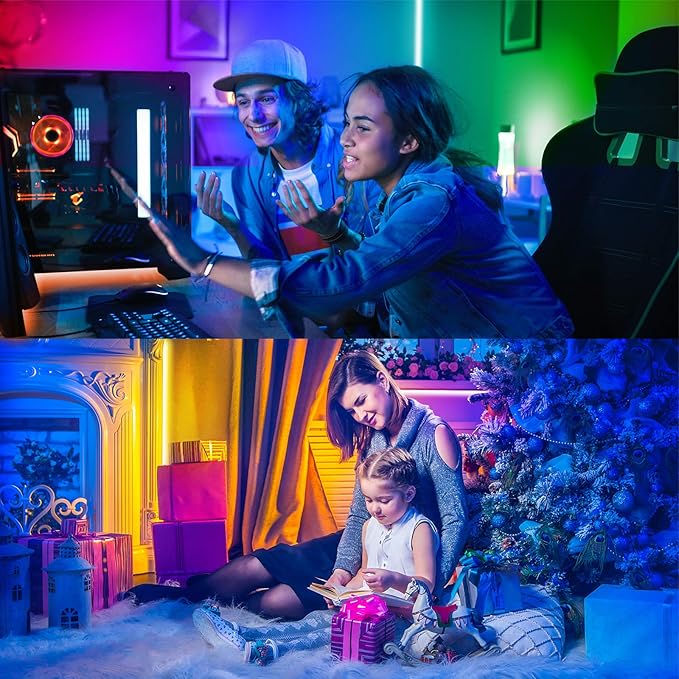 hyrion 65.6 ft Bluetooth LED Strip Lights, RGB 5050 LED Light Strips with Bright 300 LEDs, Sync Music Color Changing Flexible Cuttable Led Lights for Bedroom, Ceiling, Party(2 Rolls of 32.8ft)