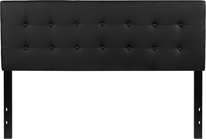 Flash Furniture Lennox Tufted Upholstered Headboard for Queen Size Bed, Contemporary Vinyl Tufted Headboard with Adjustable Height, Black