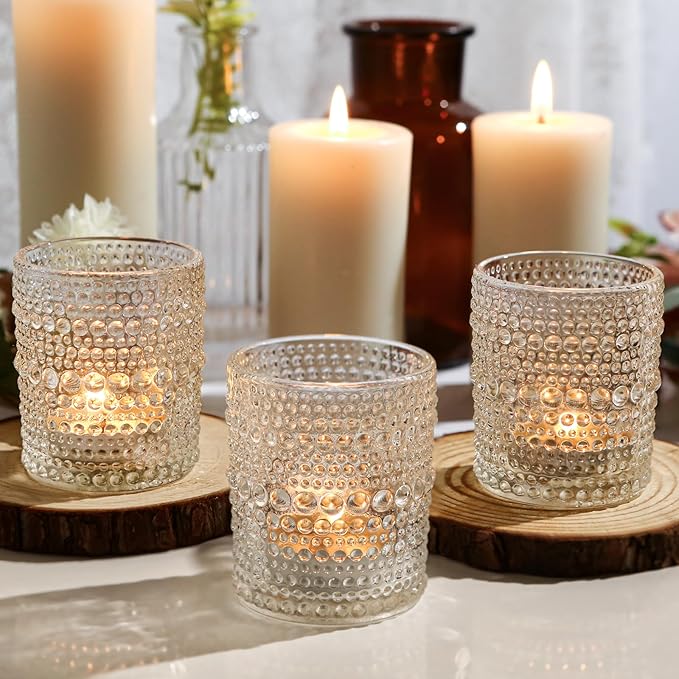 48 Packs Votive Candle Holders, Clear Tea Lights Candle Holders Bulk Tealight Candle Holder for Table Glass Holder for Wedding Decoration