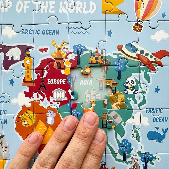 QUOKKA Magnetic Puzzles for Toddlers 4-6 - 2x48 Travel Puzzles Games for Kids Ages 3-5 - USA & World Maps Car Activities Toy for Boys and Girls - United States Learning Magnet for Road Trip