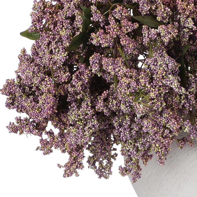 Zeyune 3 Pcs Fall Artificial Dusty Plum Stem Plum Sedum Berry Stem Autumn Faux Berry Picks Branches Faux Spray for Home Halloween Thanksgiving Farmhouse Mantel Harvest DIY Decorations (Purple)
