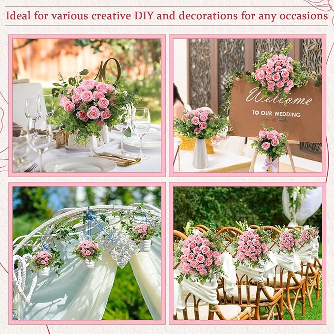 Zeyune 16 Bunches 12 Inch Artificial Mini Rose Bouquet 160 Heads Bridal Flower Bouquets Fake Silk Rose Bulk for Wedding Bridal Shower Christmas Home Office Garden Decoration(Light Pink)