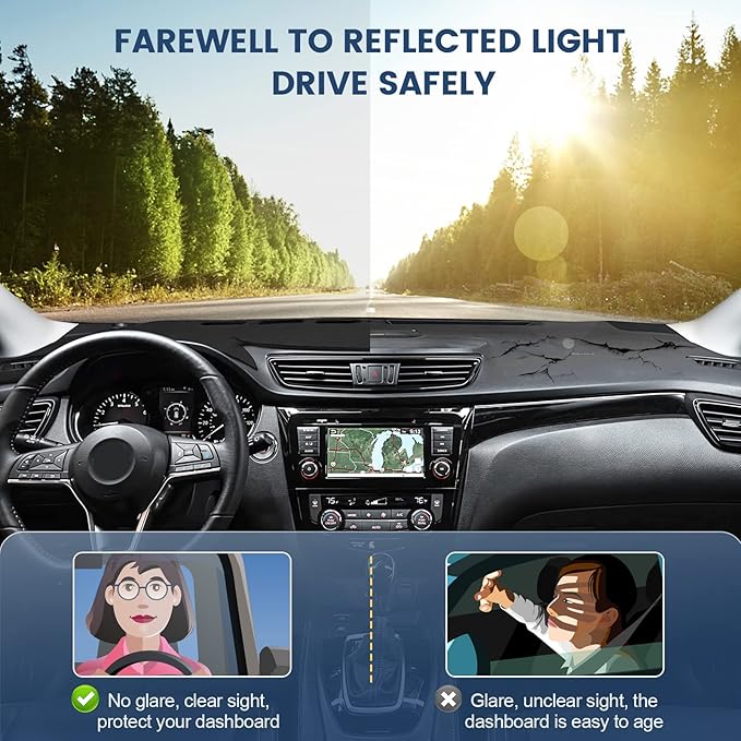 Dashboard Cover Mat Custom Fit for Nissan Rogue 2014-2020 Dash Cover Nonslip Dash Mat Protector Sunshade No Glare Black