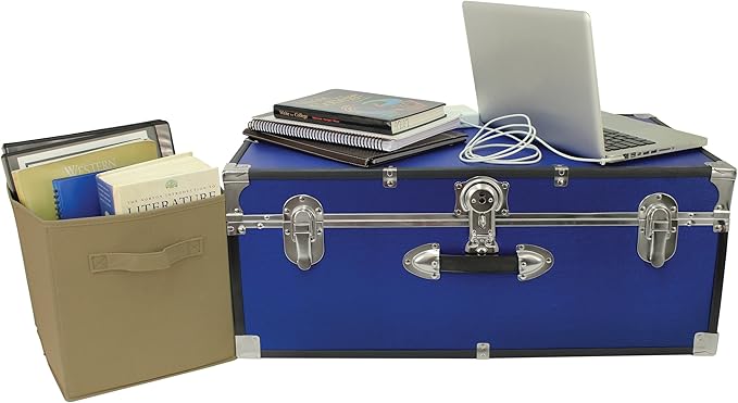 Seward Trunk College Dorm and Camp Storage Footlocker Trunk, Blue, 30-Inch (SWD5120-40)
