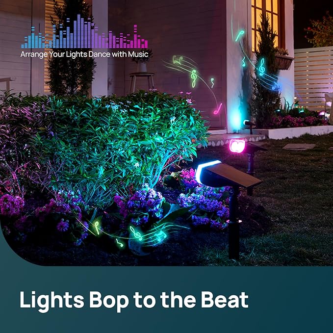 Linkind Smart Solar Spot Lights Outdoor SL5C, Solar Lights Outdoor Spotlight Color Changing APP/Voice Control Landscape Lighting, IP67 Christmas Halloween Decorations for Yard, Garden, Pathway(8 Pack)