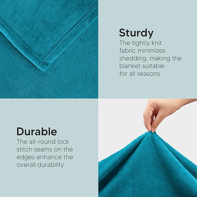 Utopia Bedding Fleece Blanket Queen Size Turquoise 300GSM Luxury Anti-Static Fuzzy Soft Microfiber Bed Blanket (90x90 Inch)