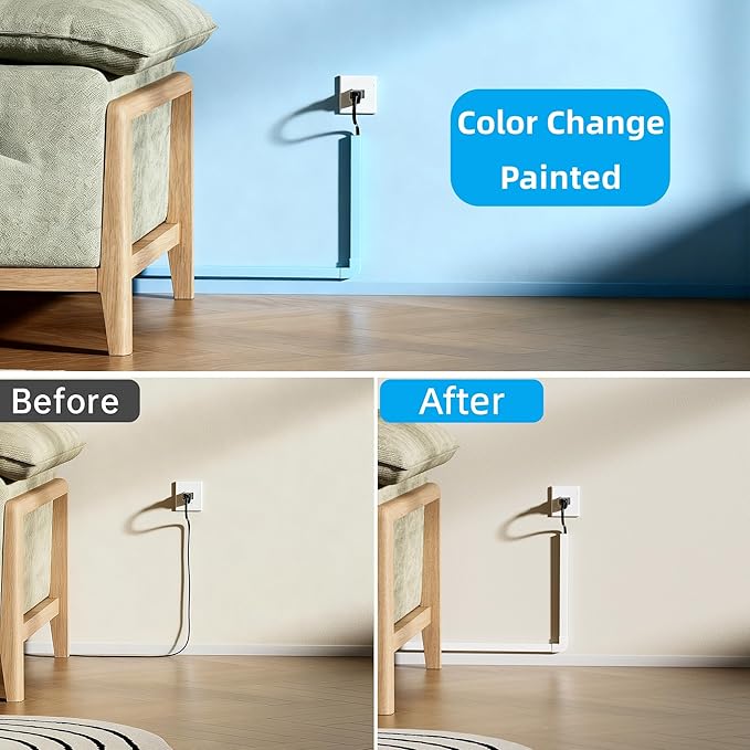 283in PVC Wire Covers for Cords on Wall, One-Cord Cable Concealer Kit, Paintable Cable Raceway Management, Cord Hider, Max for 2 Small Cords for Home Office, W0.59in H0.4in