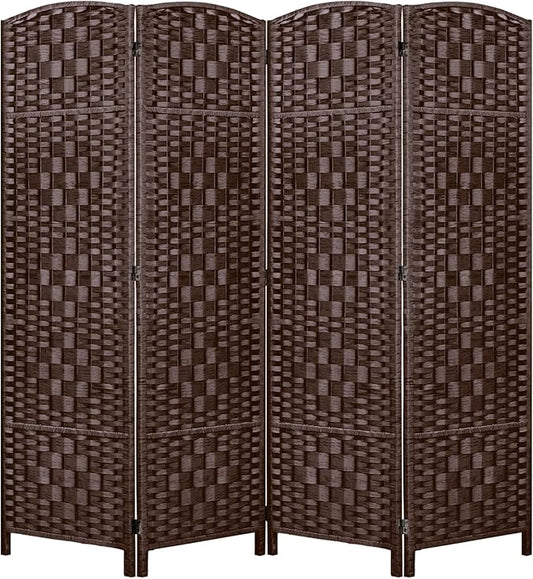 Rose Home Fashion Room Divider, 6 ft Tall Room Dividers and Folding Privacy Screens, 16in Privacy Screen 4 Panel Brown Space Temporary Wall Foldable Partition Separation