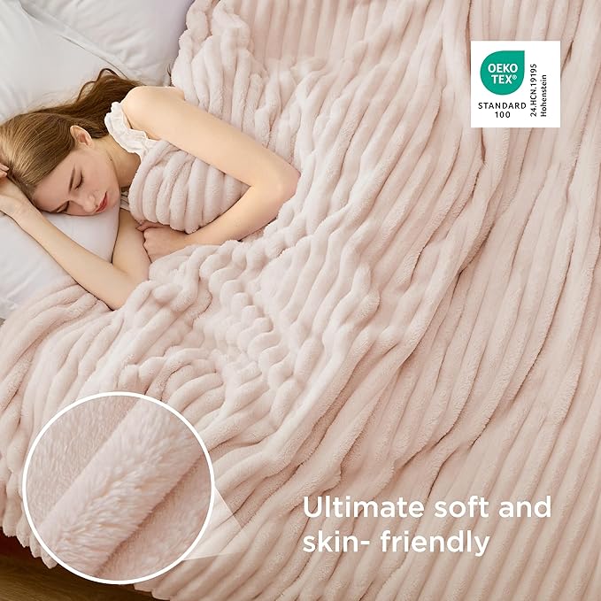 Bedsure GentleSoft Blankets Queen Size for Bed - Cozy Soft Blankets for Women, Cute Large Fleece Throws for Girls, Crystal Pink, 90x90 Inches