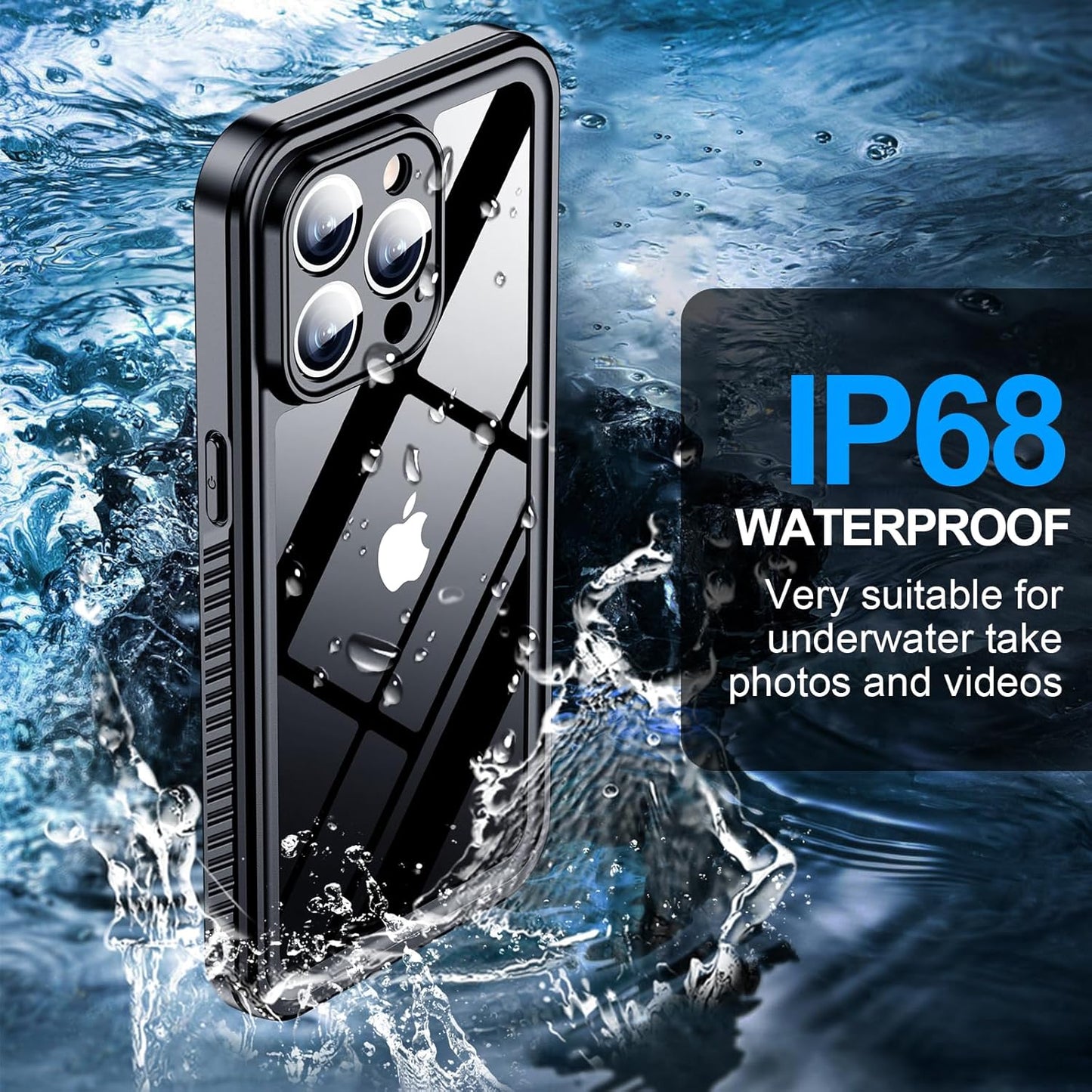 MOZOTER Waterproof Case for iPhone 15 Pro Max, IPX8 Underwater, Full Body Shockproof, Built-in Screen Protector, 6.7