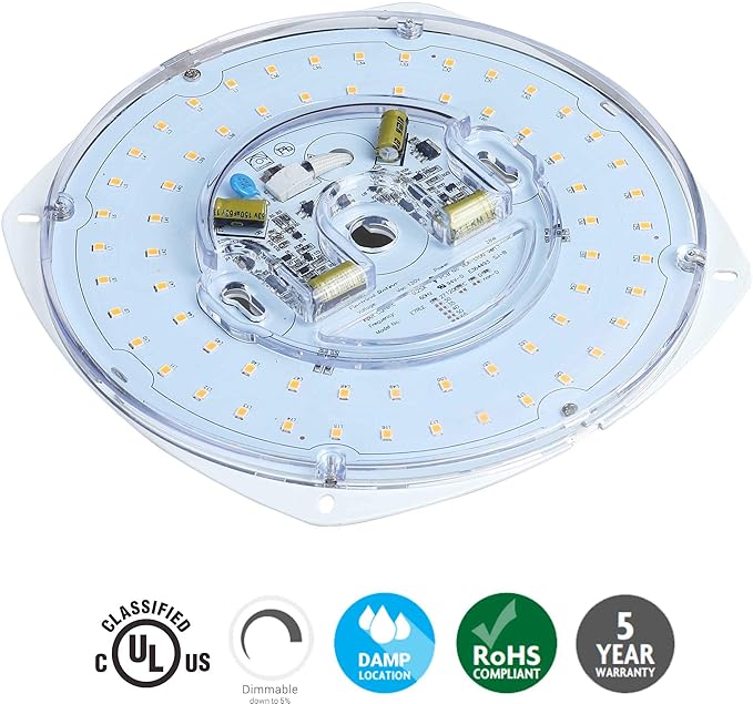 7" LED Light Engine - 8.39" Overall, 28W 2450LM, 5000K Daylight, Dimmable Retrofit Kit for Ceiling Lights, Ceiling Fans, Pendants, Lanterns, Garden Fixtures, UL Certified