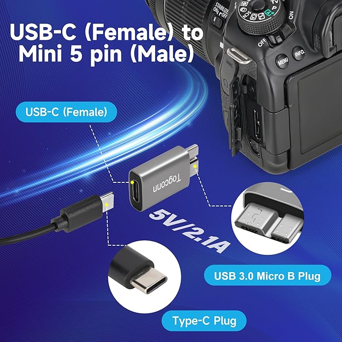 Micro B to USB C 3.1 Adapter 2 Pack, USB Type-C (Female) to Micro B (Male) High Speed Hard Drive Converter Connector Compatible with Seagate, WD, Toshiba, Westgate, Samsung Galaxy S5/Note 3, LaCie