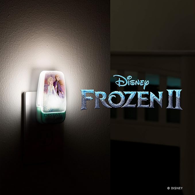 Disney Frozen 45670 LED Night Light, Anna and Elsa, Princess, Plug-in, Dusk-to-Dawn Sensor, Girl's Room Decor, UL-Certified, Ideal for Bedroom, Nursery, Bathroom, Kid's Playroom