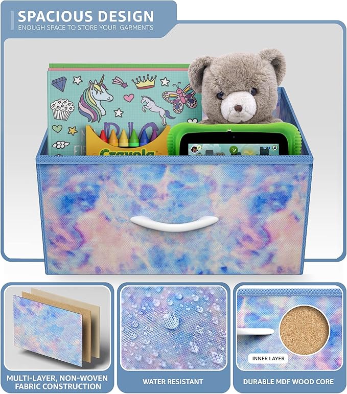 Sorbus Dresser Storage Tower, Organizer Drawers for Closet Boys & Girls Bedroom, Bedside Furniture, Chest for Home, College Dorm, Steel Frame, Wood Top, Tie-dye Fabric Bins (4-Drawer, Pastel Tie-dye)