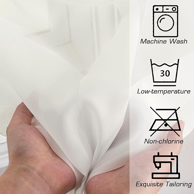OWENIE Short Sheer Curtains 30 Inches 2 Panels Set, Kitchen Tiers Light Filtering Rod Pocket Cafe Curtains for Kitchen Bathroom Small Half Window, 42 in W x 30 in L, Ivory