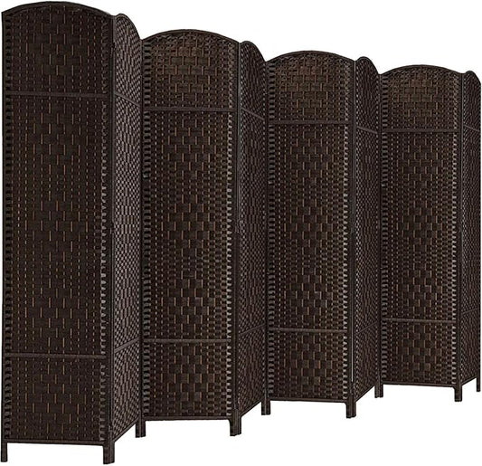 Rose Home Fashion Room Divider, 6 ft Tall Room Dividers and Folding Privacy Screens, 16in Privacy Screen 8 Panel Dark Coffee Space Temporary Wall Foldable Partition Separation