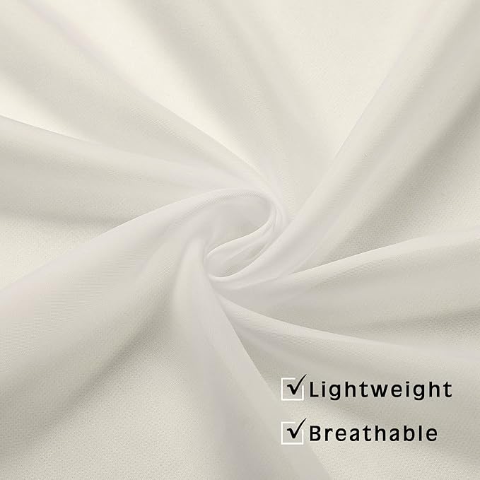 OWENIE Sheer Curtains 63 inch Length, Ivory Sheer Cutains 2 Panels Set for Bedroom/Living Room, Rod Pocket Voile Fimly Sheer Drapes, 2pcs, Each 42" W x 63" L