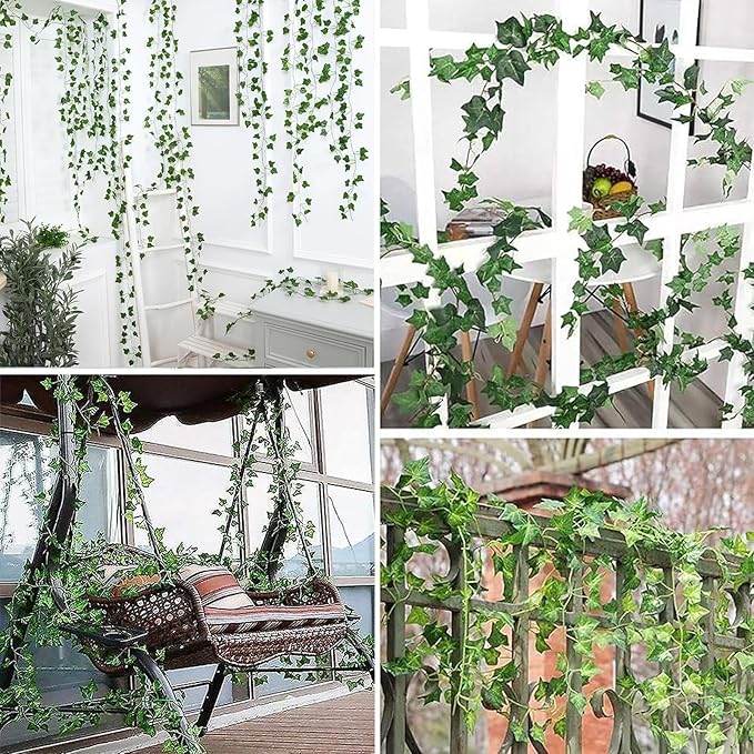 RECUTMS 258 FT Fake Vines Greenery Leaf Garland Ivy Vine Foliage Flowers Hanging for Wedding Party Garden Home Kitchen Office Aesthetic Wall Bedroom Living Room Patio Decor(36 Pack)