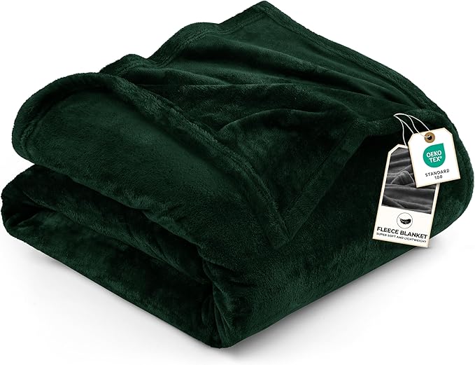 Utopia Bedding Fleece Blanket Queen Size Forest Green 300GSM Luxury Anti-Static Fuzzy Soft Microfiber Bed Blanket (90x90 Inch)