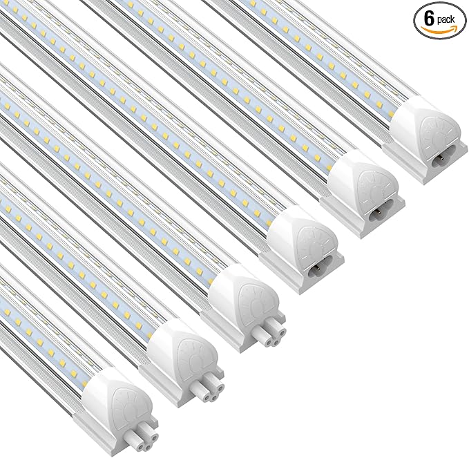 CNSUNWAY LED Shop Lights 2FT, (6 Pack) 20W High-Efficiency Under Cabinet Lighting (6500K Cool White), V-Shaped Linkable T8 Tube Light Fixtures – Shop Light for Workbench, Kitchen, Workshop, ETL Listed