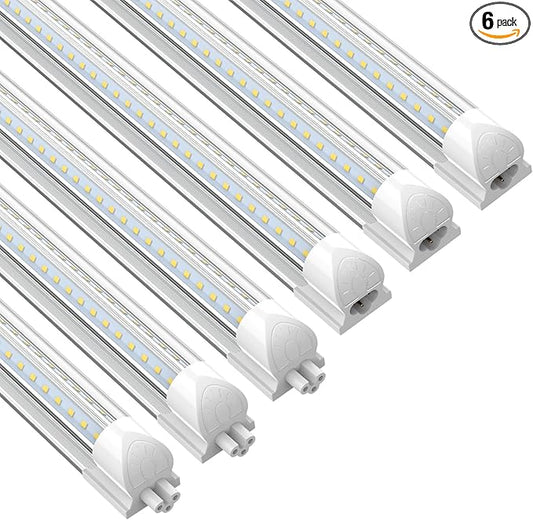 CNSUNWAY LED Shop Lights 2FT, (6 Pack) 20W High-Efficiency Under Cabinet Lighting (6500K Cool White), V-Shaped Linkable T8 Tube Light Fixtures – Shop Light for Workbench, Kitchen, Workshop, ETL Listed