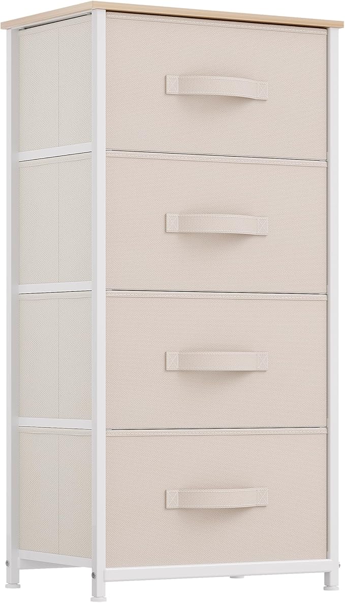 YITAHOME 4-Drawer Fabric Dresser, Dresser for Bedroom, Living Room, Hallway, Closet (Cream White)