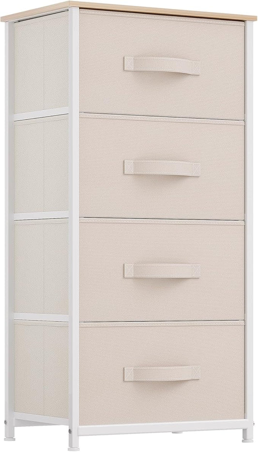 YITAHOME 4-Drawer Fabric Dresser, Dresser for Bedroom, Living Room, Hallway, Closet (Cream White)