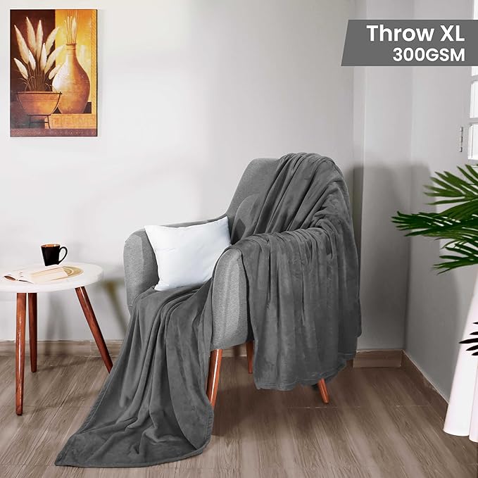 Utopia Bedding Fleece Blanket Throw XL Size Grey 300GSM Luxury Anti-Static Fuzzy Soft Microfiber Blanket for Couch, Sofa and Bed (70x50 Inch)