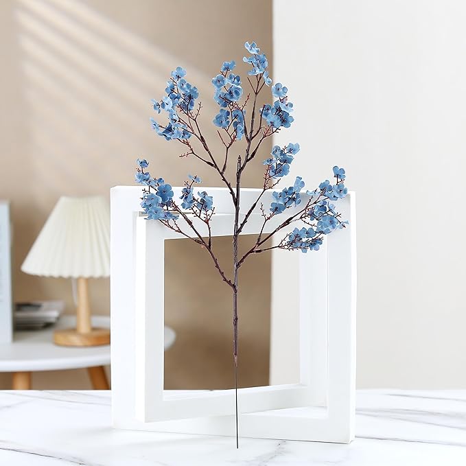 JAKY-Global Babys Breath Silk Artificial Flowers Bulk 12pcs for Fall Decor Fake Flower Bouquet Bulk for Home Kitchen Indoor Bouquet Floral Arrangement Table Centerpieces Party Decor(Blue Ashes)