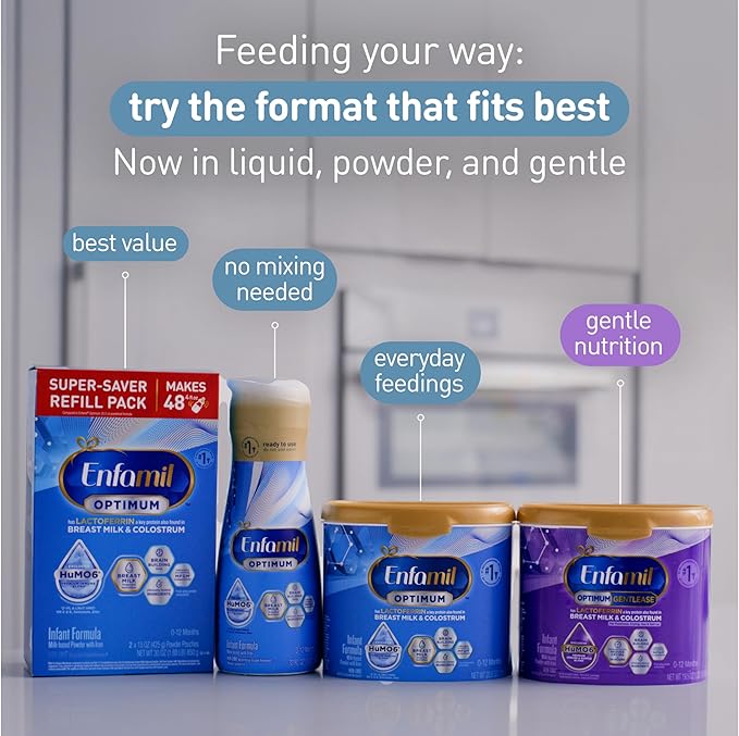 Enfamil Optimum Gentlease Baby Formula, Our Closest Formula to Breast Milk For Fussiness, Crying, Gas & Spit-up, Immune-Supporting Lactoferrin also found in Breast Milk, 19.5 Oz