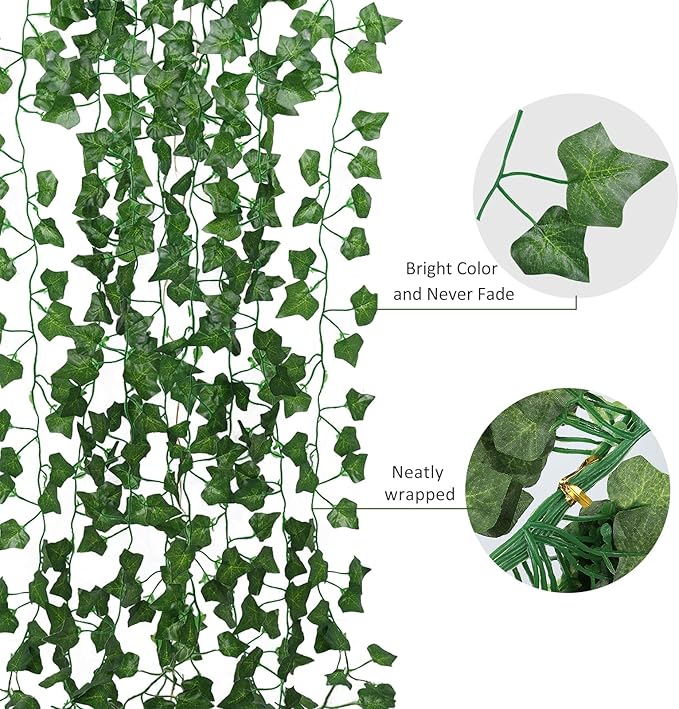 RECUTMS 258 FT Fake Vines Greenery Leaf Garland Ivy Vine Foliage Flowers Hanging for Wedding Party Garden Home Kitchen Office Aesthetic Wall Bedroom Living Room Patio Decor(36 Pack)