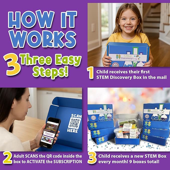 Stem Learning 9 Monthly Subscription Box Kits w/ 27 Projects - Summertime Remote School Building Toys - Science, Technology, Engineering, Mathematics - Activities for Kids Boys & Girls Ages 7-12