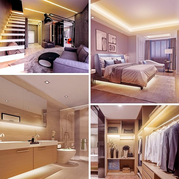 dalattin Warm White LED Strip Lights, 3000K Tunable Soft White Light Strip 16.4ft, Bright 300 LEDs, White Led Lights for Bedroom, Mirror, Kitchen Decoration