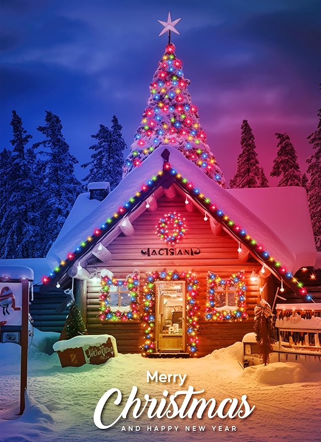 Minetom Solar String Lights for Outside, 33Ft 100 LED Outdoor Solar Fairy Lights, 8 Modes Balcony Lights for Tree Patio Christmas Party Wedding Decor (Multicolor)