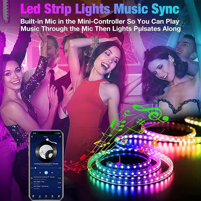 130ft Led Lights for Bedroom, APP Control Music Sync Color Changing Led Lights, Led Strip Lights with Remote for Room, Kitchen Party,Home Decoration
