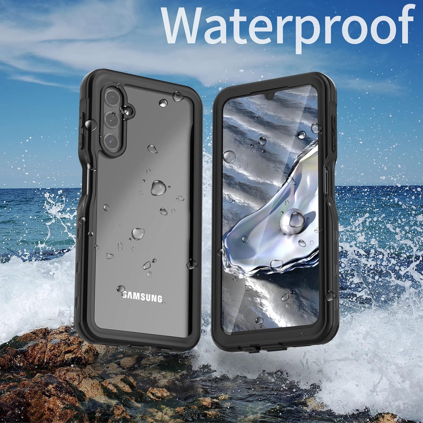 Mangix Galaxy A14 5G Case: IP68 Waterproof, Dustproof, Shockproof, Full Body Rugged Clear Cover with Built-in Screen
