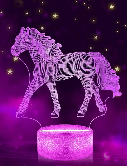 FULLOSUN Horse Gifts for Girl, Horse 3D Night Lights for Kids Illusion Lamp 16 Colors Changing with Remote Birthday Gifts for Child Baby Boy and Girl