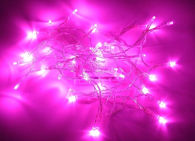Karlling Battery Operated Fairy Lights, Romantic Pink Glow 40 LED String Lights for Valentine’s Day, Weddings, Bedroom, and Party Decor(Pink,1 Pack)