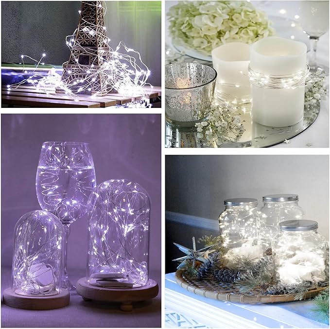 Cool White Fairy Lights Battery Operated String Lights 6 Pack Mini Lights, 20 LED 7ft Twinkle Firefly Starry Lights for DIY Craft Mason Jar Bedroom Wedding Party Table Christmas Decoration