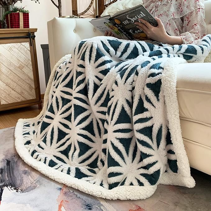 LOMAO Sherpa Fleece Blanket Fuzzy Soft Throw Blanket Dual Sided Blanket for Couch Sofa Bed (Navy, 90''x110'')