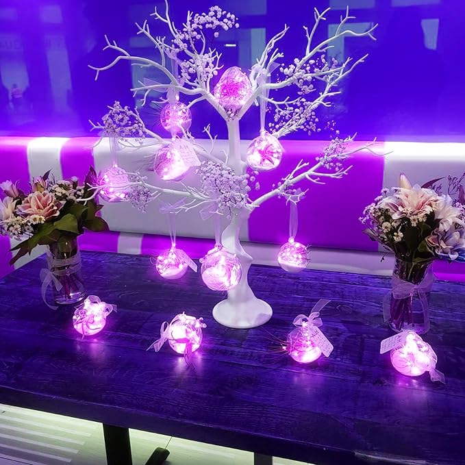 SmilingTown 15 Packs 20 Led Purple Fairy Lights Battery Operated 6.6ft Silver String Lights Waterproof Firefly Starry Light for DIY Table Centerpieces Wedding Halloween Christmas Party Decor