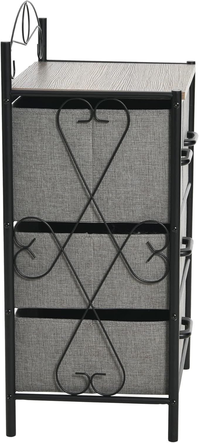 Household Essentials Victorian Style 4-Drawer Storage Organizer Unit, Black and Grey
