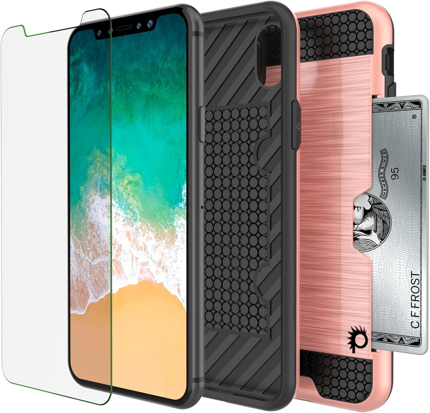 Punkcase for iPhone X Case [Slot Series] - Slim Fit Universal Armor Cover with Integrated Anti-Shock System, Credit