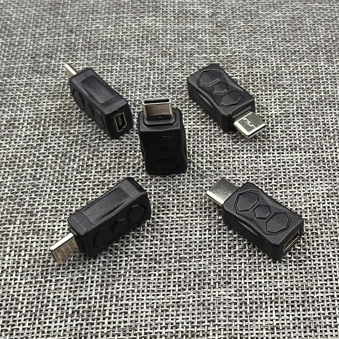 TENSSO Mini USB to Type C Adapter: 5 Pack Mini-USB Female to USB C Male Adapters for Old USB Cable to Compatible with USBC Devices