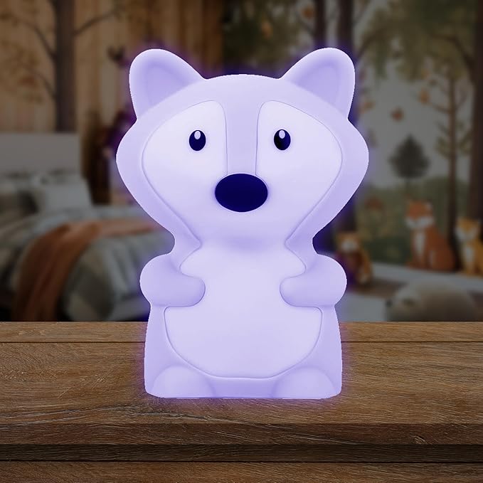 Lumipets Junior Fox Night Light, Soft Silicone Material, 8 Soothing Colors, Cordless, Easy Control, Portable